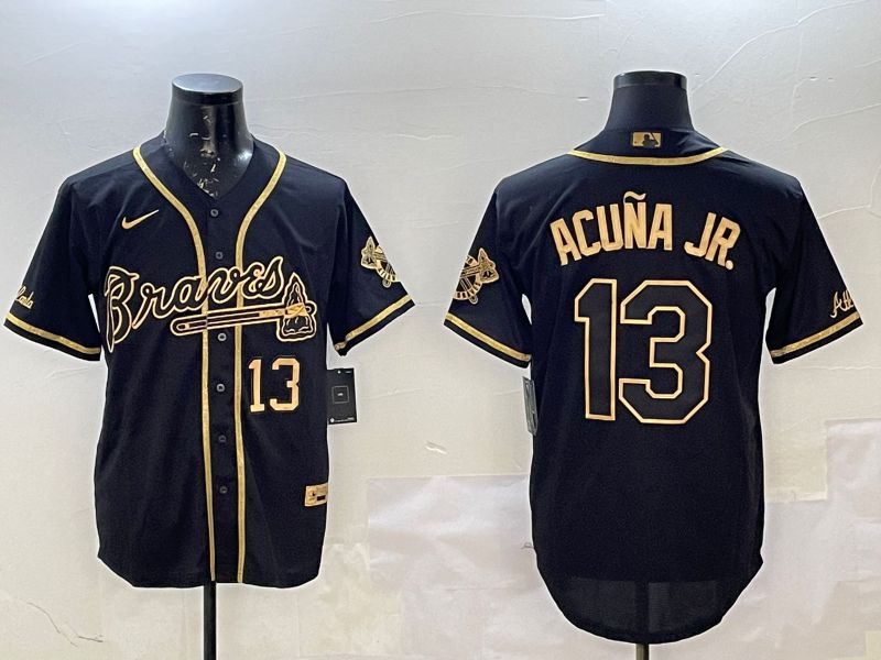 Men Atlanta Braves #13 Acuna jr Black Gold Game Nike 2025 MLB Jersey style 5054